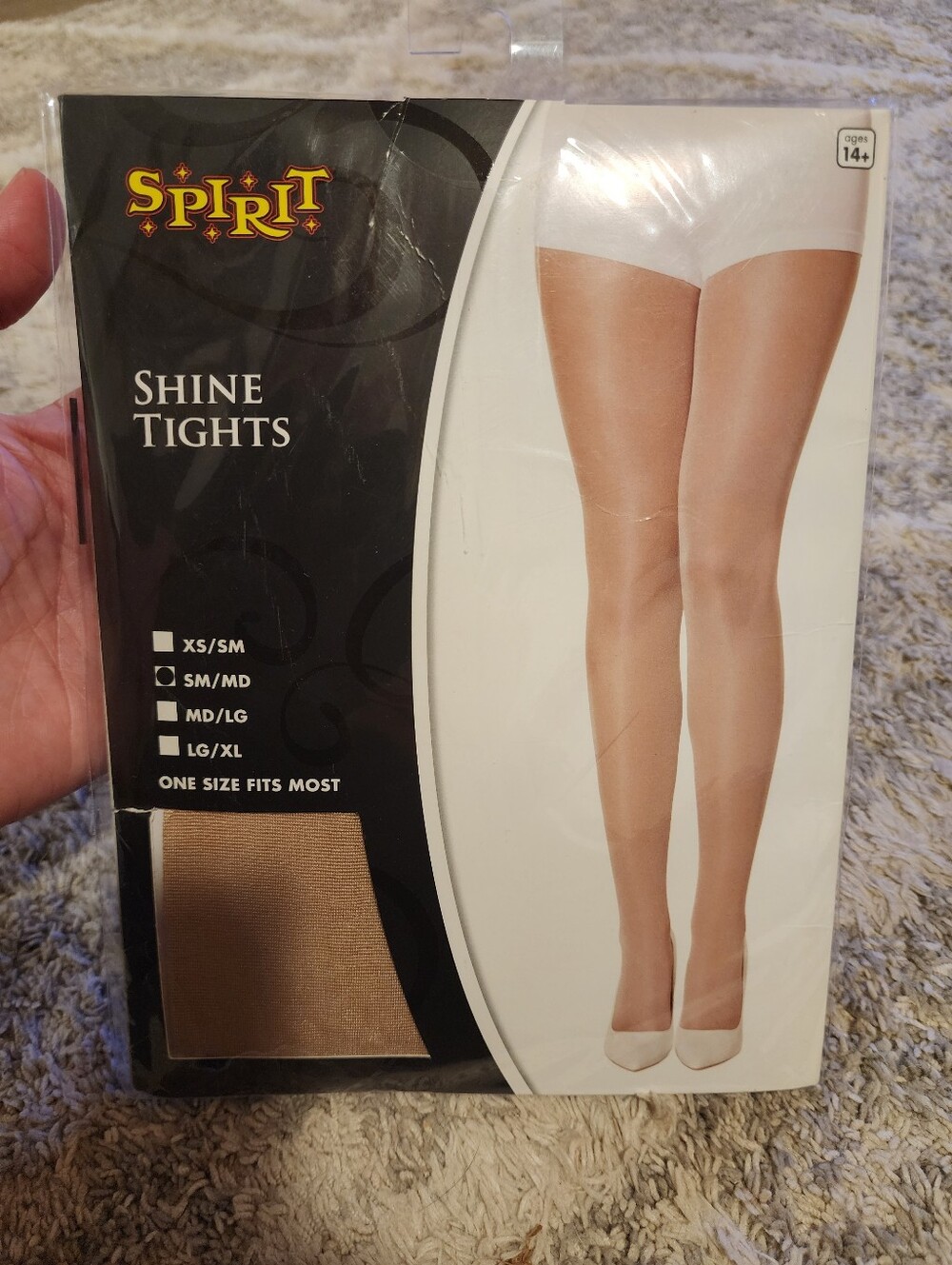 NWT Spirit Halloween Shine Tights Women's Small/Medium S/M Nude Shimmer Sexy New